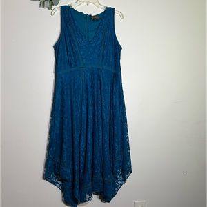 J. Gee Sleeveless Lace Floral Asymmetrical Midi Dress